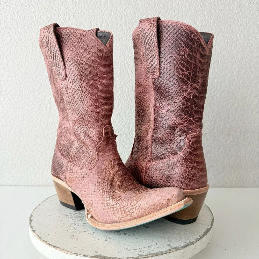 Lane NICE VICE Womens PInk Cowboy Boots Western Midi Calf Snip Toe Size 9.5 - Picture 13 of 13